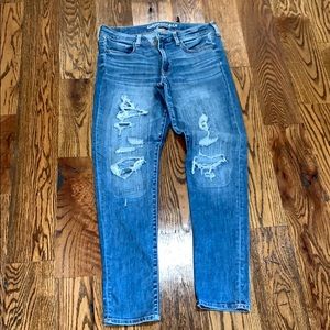 Medium wash distressed jeans LONG